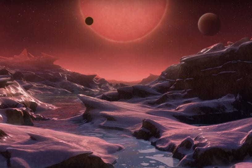 illustration vue artiste trappist-1 depuis planete habitable