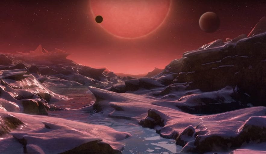 illustration vue artiste trappist-1 depuis planete habitable