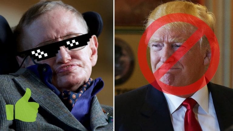 Physicien Stephen Hawking contre trump genius