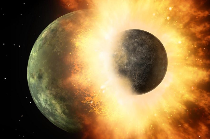 création impact lune terre