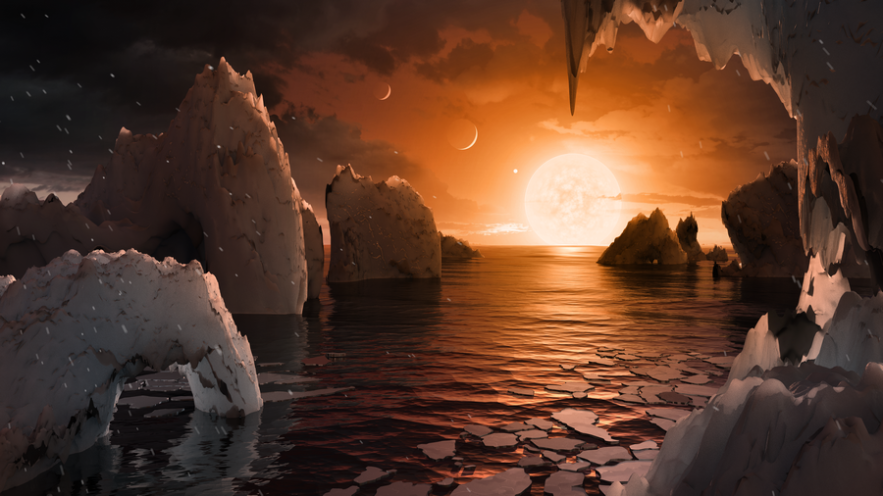 nasa trappist1 vue planète lunes orbite étoile système solaire stellaire
