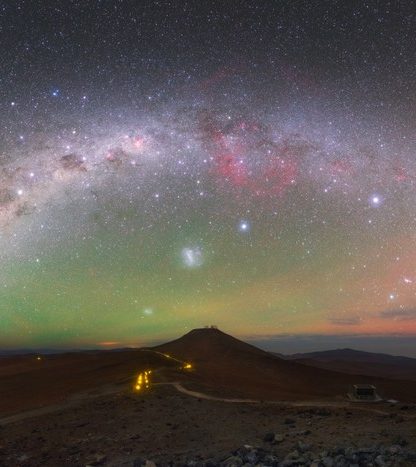 obervatoire paranal chili nord lueur de l'air lumière nocturne ciel