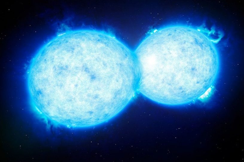 fusion deux étoiles nova rouge ciel illuminé