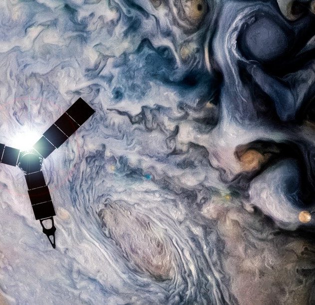 sonde vaisseau spatial nasa juno jupiter nuages gaz