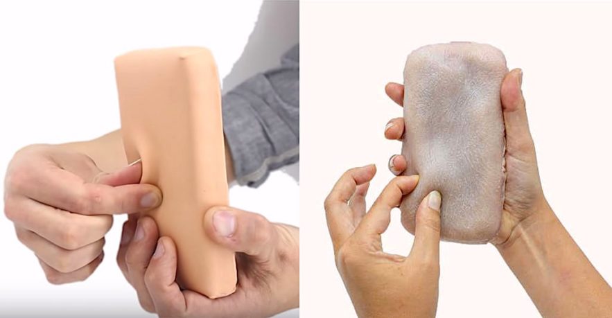 skin-on peau artificielle humaine smartphone