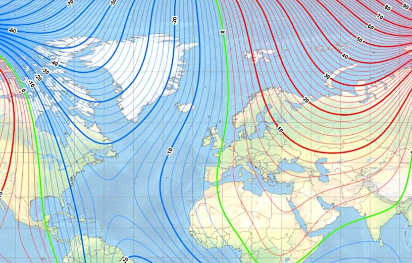 pole nord magnetique deplacement rapide siberie carte poles 220