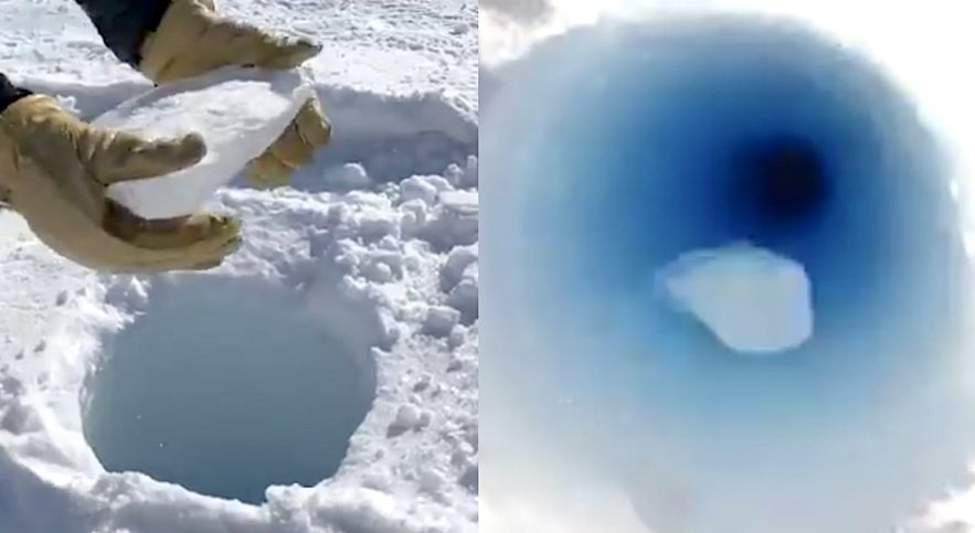 morceau glace jete dans trou antarctique sons etonnants emis