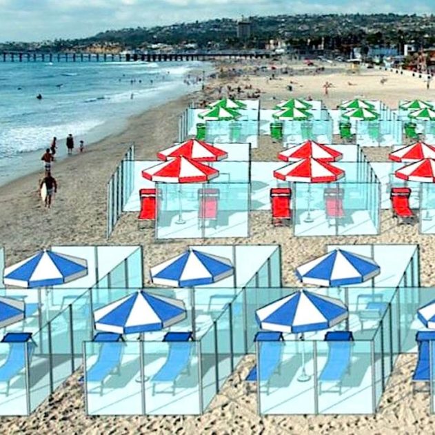 cages plexiglas plages Italie pandémie