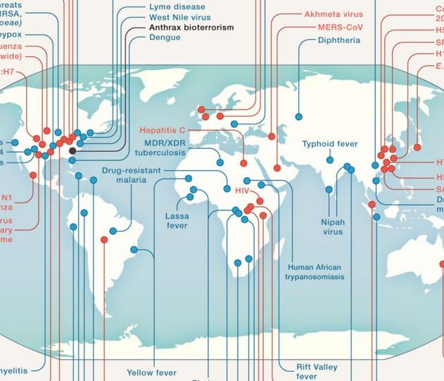 carte monde maladies