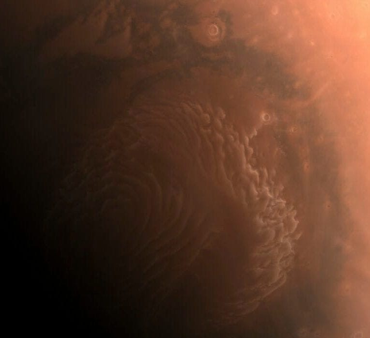 tempête pôle nord Mars