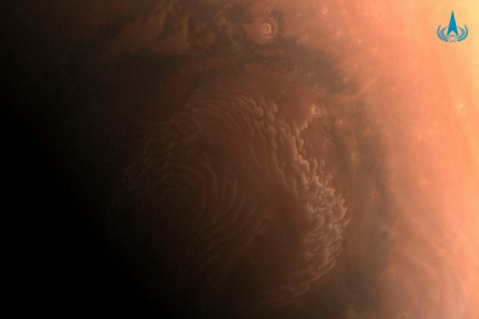 tempête pôle nord Mars