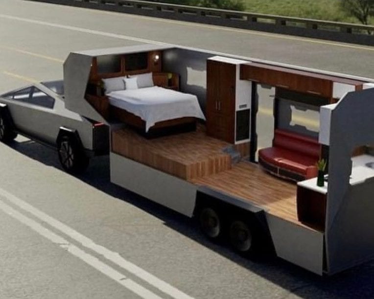 tesla cybertruck remorque habitable