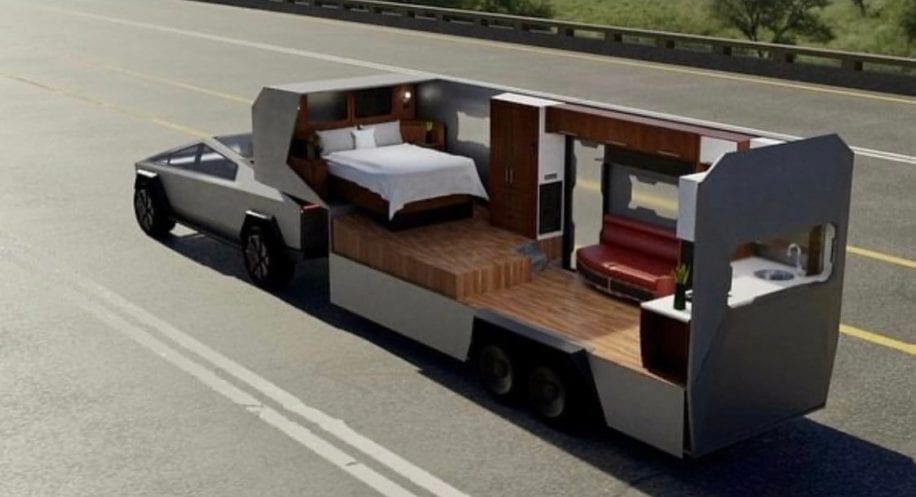 tesla cybertruck remorque habitable