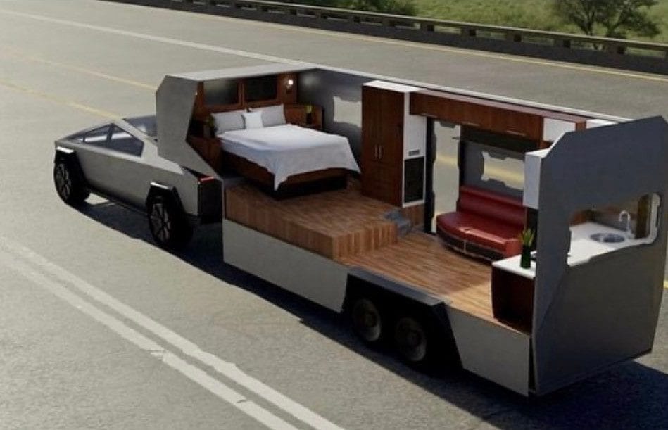 tesla cybertruck remorque habitable