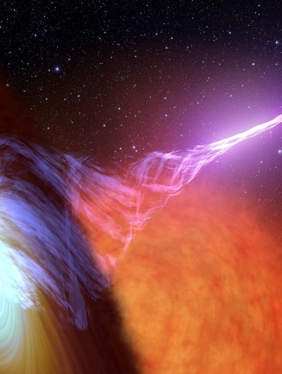 trous noirs jets courbes champs magnetiques galaxies