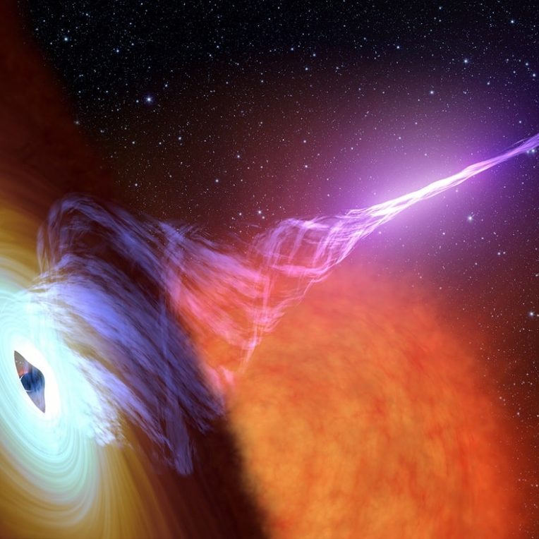trous noirs jets courbes champs magnetiques galaxies
