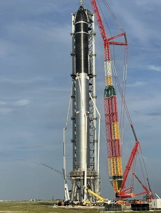 spacex empile starship sommet super heavy
