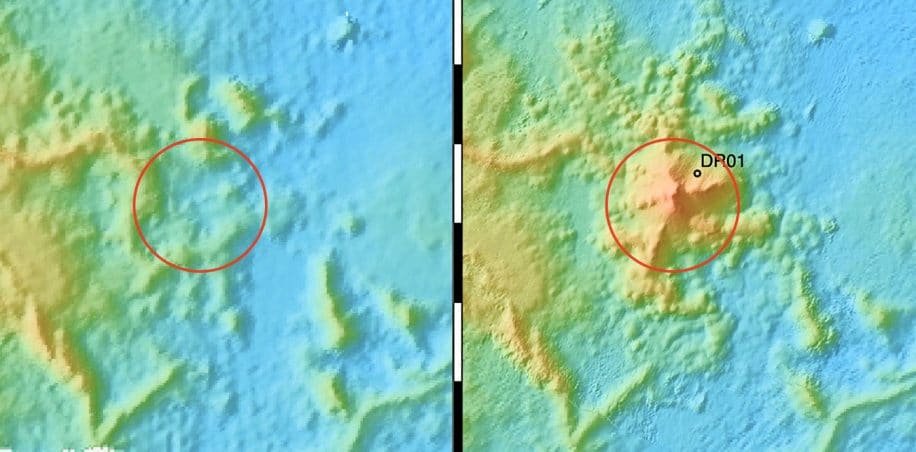 plus grande eruption sous-marine donne naissance nouveau volcan massif carte elevation