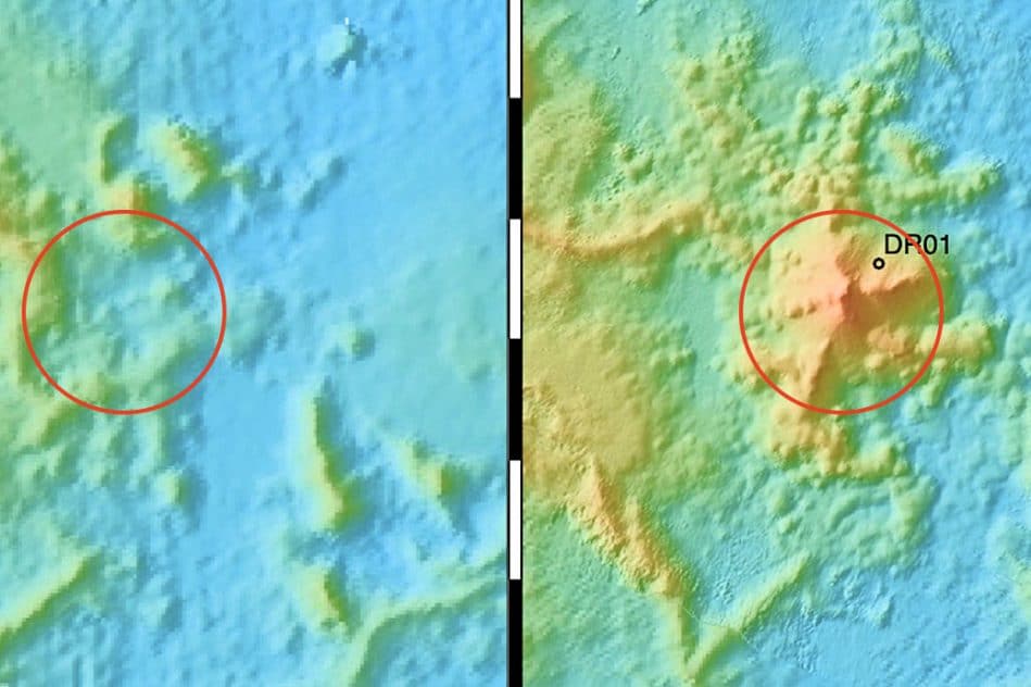 plus grande eruption sous-marine donne naissance nouveau volcan massif carte elevation