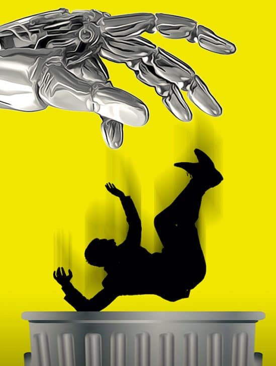 travailleurs humains remplaces robots
