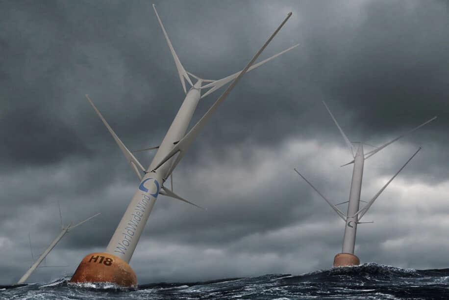 éolienne flottante axe vertical contrarotative