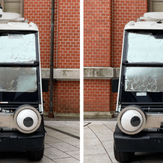 voiture autonome avec des yeux securite routiere
