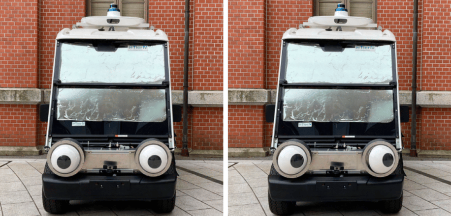 voiture autonome avec des yeux securite routiere