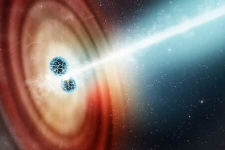 jet relativiste fusion étoiles à neutrons