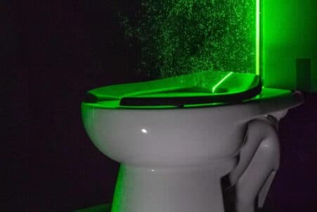visualisation panaches particules toilettes chasse d'eau