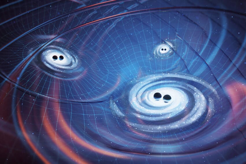 fond ondes gravitationnelles explications trous noirs matiere noire couv