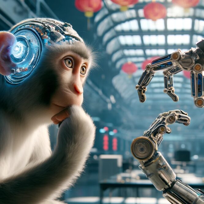 puce cerebrale chinoise permis singe controler bras robotique couv
